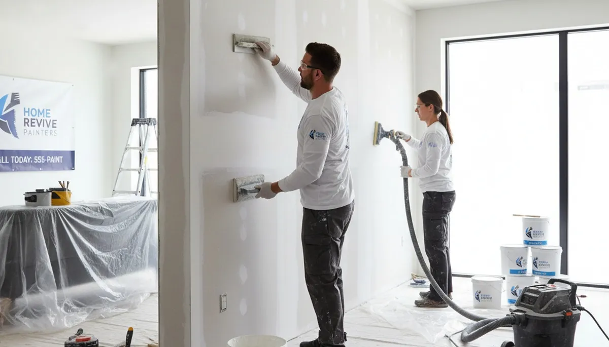 Professional drywall repair and wall restoration by house painters in Norton, MA home interior