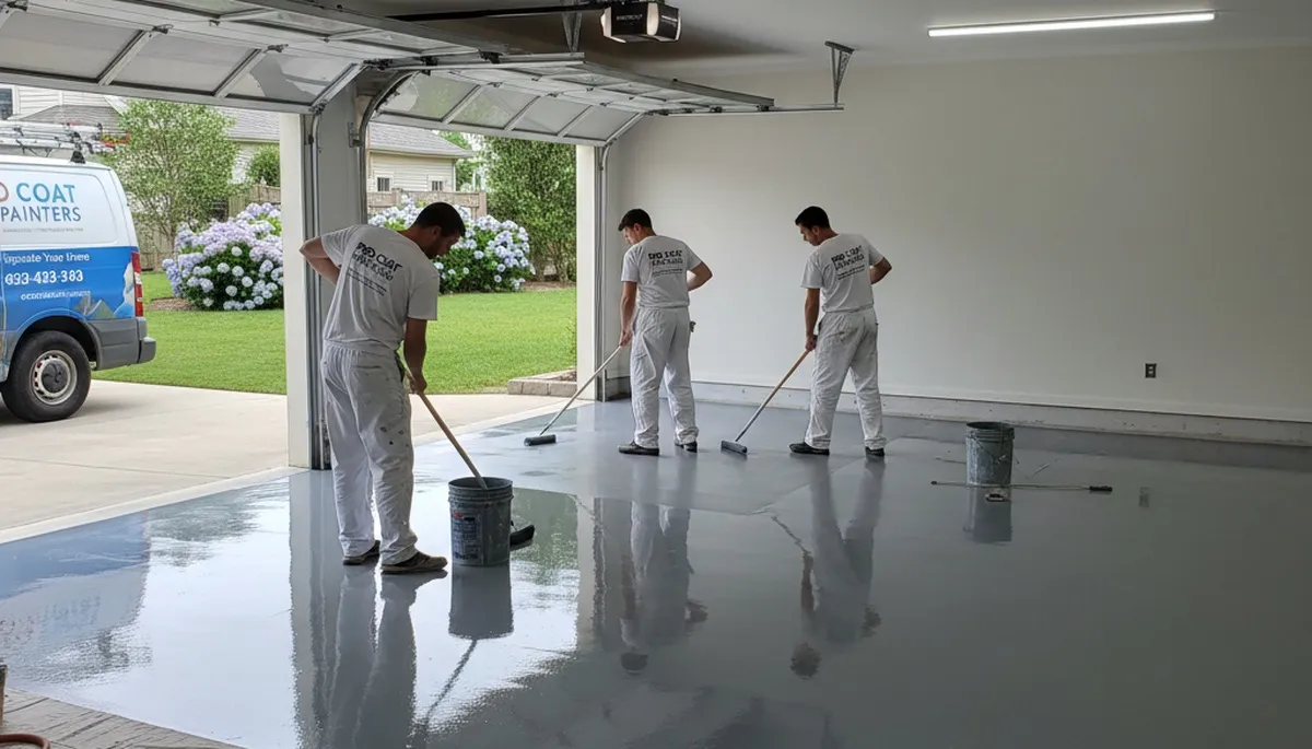 Professional epoxy garage floor coating in Norton, MA by local house painters at nortonpainter.com