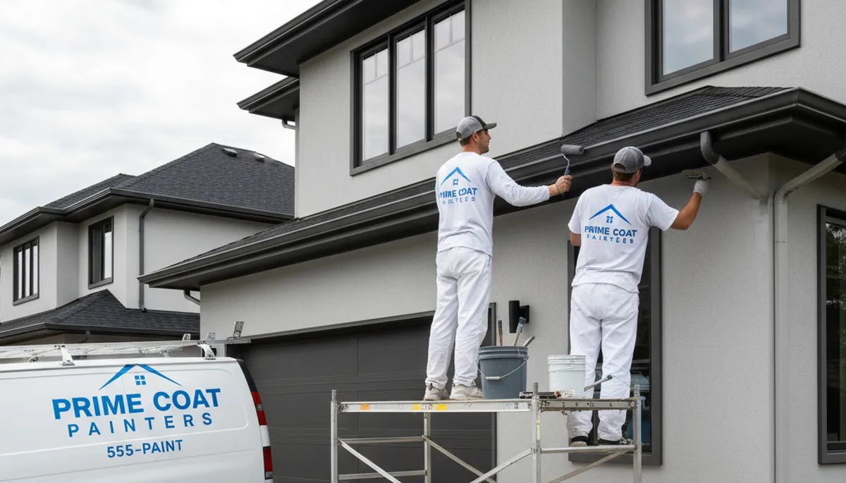 Professional gutter painting on a Norton MA home exterior for rust protection and curb appeal