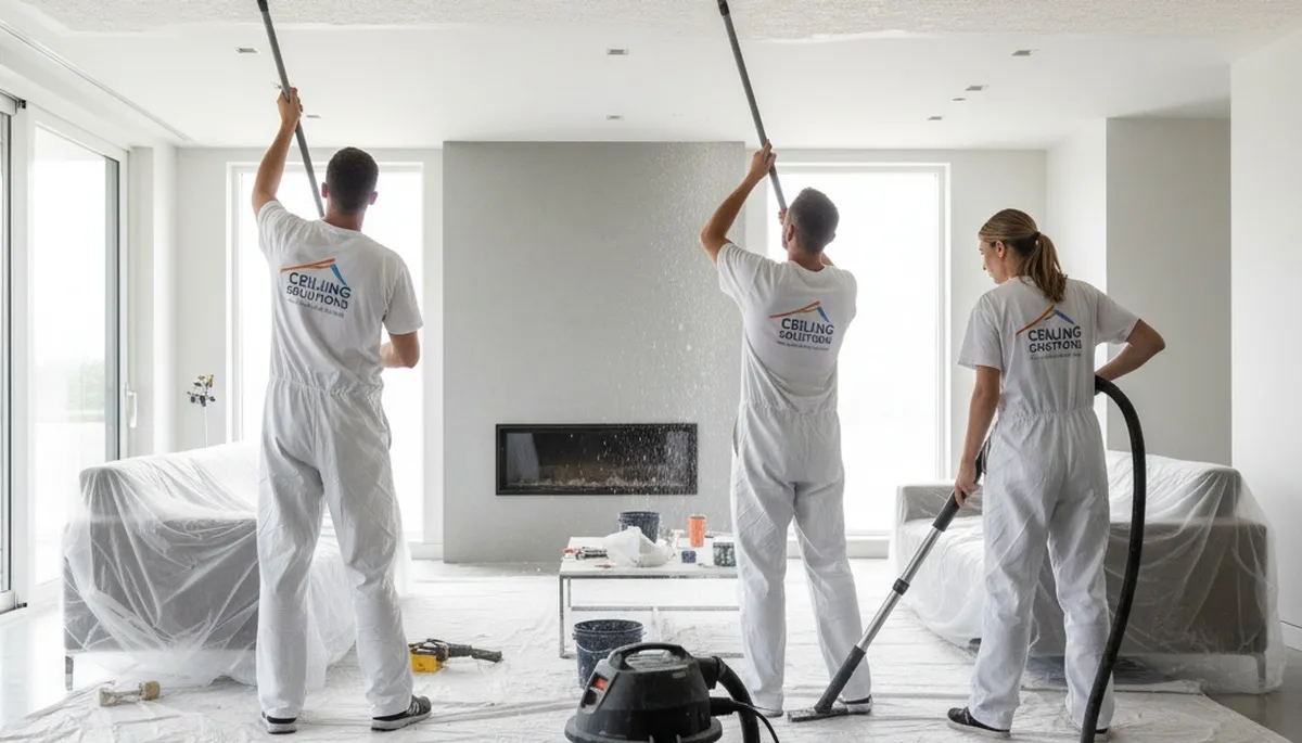 Professional popcorn ceiling removal in Norton, MA with smooth finish by local painting experts