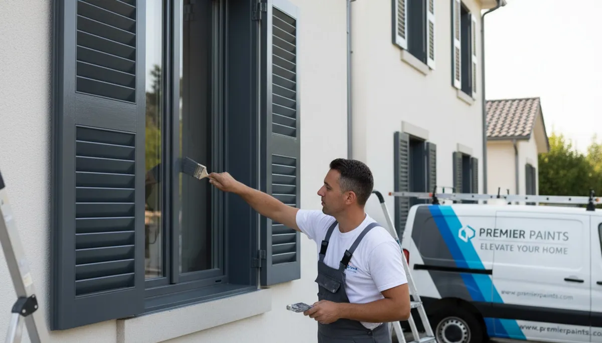 Professional shutter painting restoration on a Norton, MA home exterior by expert painters